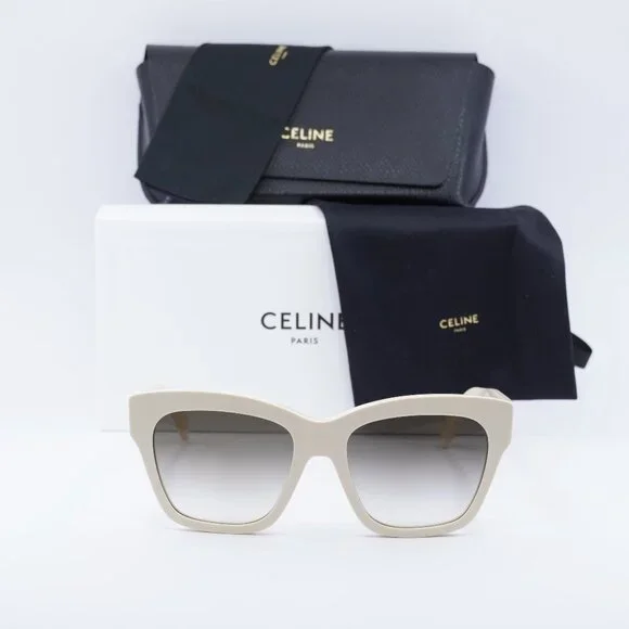 Celine CL40253I 25F Sunglasses Ivory Square Frame, Brown Gradient Lenses Sunglasses CELINE Triomphe 09 CL40253I 25F 55-18 Ivoire in stock main image 3